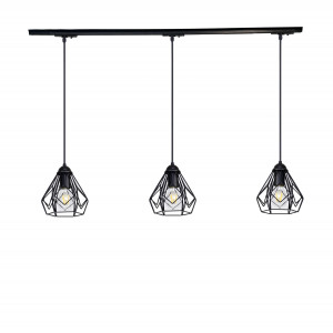 Трековий світильник на три плафони підвісний Track-3 Bevel TP165-1000-3 Black Трековий світильник на три плафони підвісний Track-3 Bevel TP165-1000-3 Black