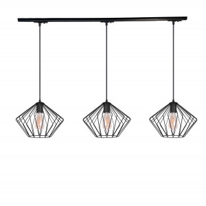 Трековий світильник на три плафони підвісний Track-3 Rhomb-S TP300-1000-3 Black Трековий світильник на три плафони підвісний Track-3 Rhomb-S TP300-1000-3 Black