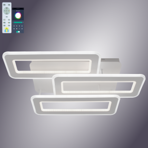 Керована світлодіодна люстра Esllse з пультом і додатком для телефону TRIPLEX DOUBLE 110Вт 650x370x140мм Біла