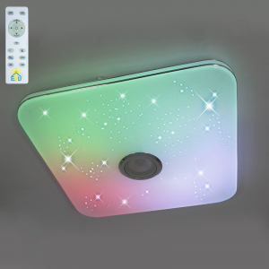Керована МУЗИЧНА світлодіодна люстра MUSIC RGB 40W S 330х330x70мм Бiла