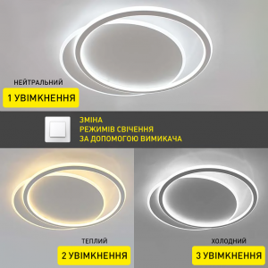 Керована світлодіодна люстра ESLLSE STANDART 80W 2R 485х410х50мм Біла