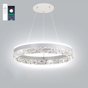 Керована світлодіодна люстра STELLA ICE 80W 500х1200мм Біла