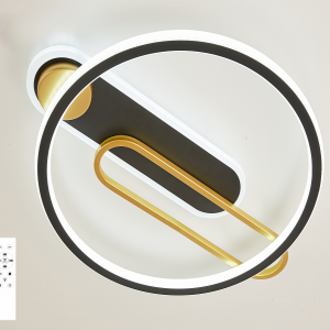 Керована світлодіодна люстра MENSOLA 80W R SMART 530х450x60мм Чорна з золотом