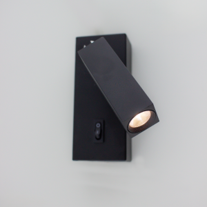 Настінний світлодіодний світильник бра Esllse з вимикачем SIMPLE 3W S 120x50x130 мм Чорний