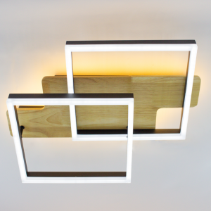 Керована світлодіодна люстра WOODY 85W 2S SMART 500x430x135мм Чорна/Дерево