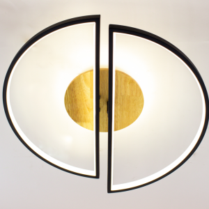 Керована світлодіодна люстра WOODY 75W 2PR SMART 500x135мм Чорна/Дерево