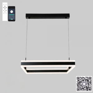 Світлодіодна СМАРТ люстра ESLLSE STELLA 100W S 500X500Х1200мм Чорна Квадратна