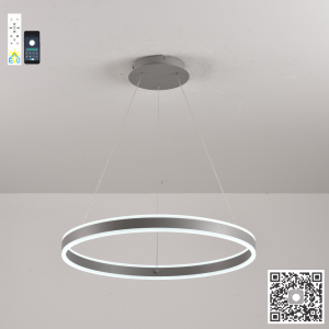 Світлодіодна люстра Esllse підвісна з пультом та додатком для телефону STELLA 64Вт 400x1200мм Сіра