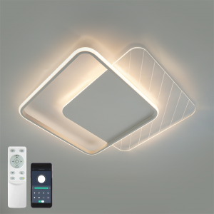 Керована світлодіодна СМАРТ люстра ESLLSE AMATO 60W 2S 505×505×52мм Біла