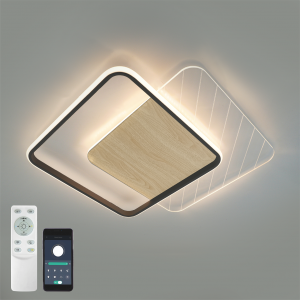 Керована світлодіодна СМАРТ люстра ESLLSE AMATO 60W 2S 505×505×52мм Чорна