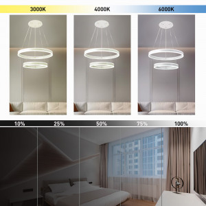 Світлодіодна люстра Esllse підвісна з пультом та додатком для телефону STELLA 160W 2R SMART 600×1200мм Біла
