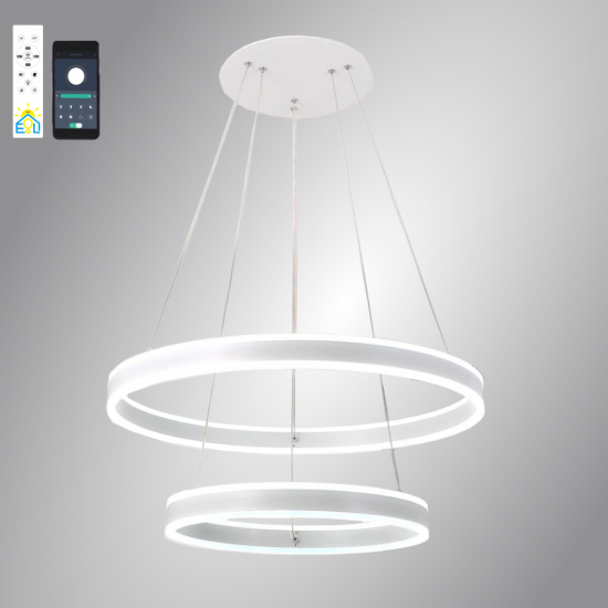 Світлодіодна люстра Esllse підвісна з пультом та додатком для телефону STELLA 160W 2R SMART 600×1200мм Біла Зображення №8 Світлодіодна люстра Esllse підвісна з пультом та додатком для телефону STELLA 160W 2R SMART 600×1200мм Біла фото № 8