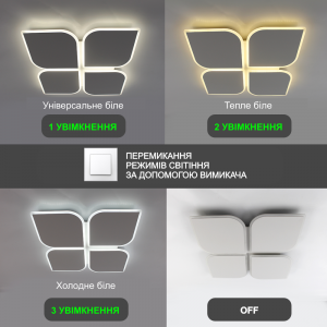 Керована світлодіодна люстра AERO  70W 4F 455x455x57мм Бiла