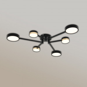 Смарт люстра керована світлодіодна OTTO 6R 75 Вт 1000x850x108 мм Чорно-золота для спальні, для вітальні