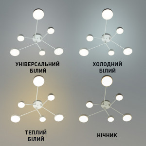 Смарт люстра керована світлодіодна OTTO 6R 75 Вт 1000x850x108 мм Бiла на кухню, для спальні, для вітальні