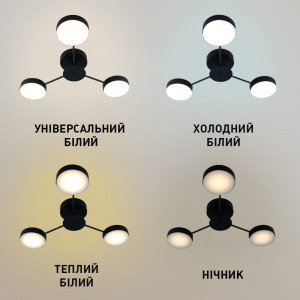 Смарт люстра керована світлодіодна OTTO 3R 45 Вт 666x135 мм Чорна на кухню, для спальні, для вітальні