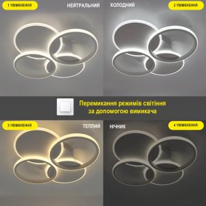 Керована світлодіодна СМАРТ люстра ESLLSE OSAKA 70W 4R SMART 490x65мм Біла