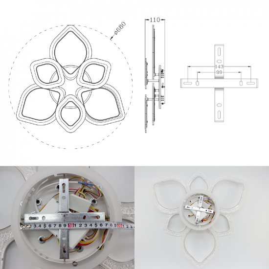 Керована світлодіодна СМАРТ люстра AZALIA ICE RGB 100W 7R 680x110мм Білий Лід  фото № 5