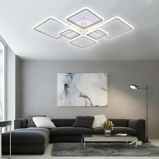 Керована світлодіодна СМАРТ люстра ESLLSE OVAL RGB 120 Вт 7S 960x750x110мм Бiла Зображення №6 Керована світлодіодна СМАРТ люстра ESLLSE OVAL RGB 120 Вт 7S 960x750x110мм Бiла фото № 6