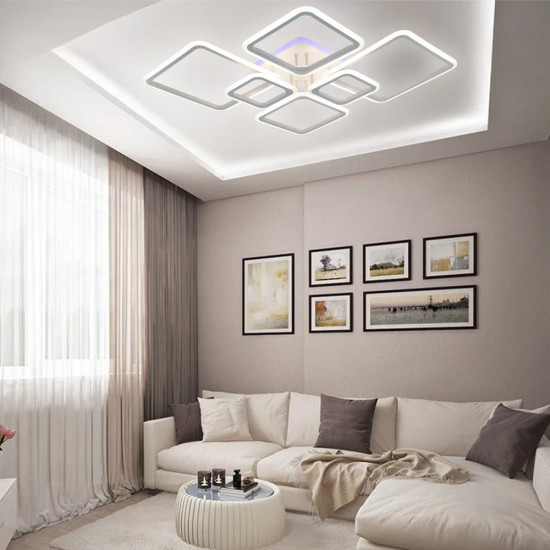 Керована світлодіодна СМАРТ люстра ESLLSE OVAL RGB 120 Вт 7S 960x750x110мм Бiла Зображення №7 Керована світлодіодна СМАРТ люстра ESLLSE OVAL RGB 120 Вт 7S 960x750x110мм Бiла фото № 7