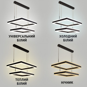 Смарт люстра керована світлодіодна підвісна STELLA 2S 180 Вт 500x500x1200 мм Чорна