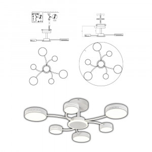 Смарт люстра керована світлодіодна OTTO 7R 80 Вт 795x185 мм Бiла