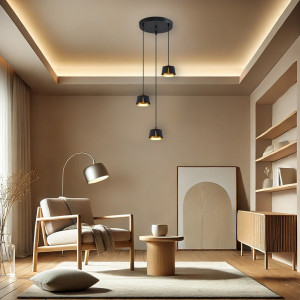 Світильник підвісний TELA 3R 100x1000 мм Чорно-золотий на 3 лампи GX53