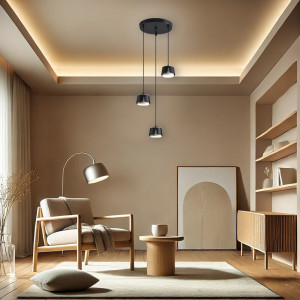 Світильник підвісний TELA 3R 100x1000 мм Чорно-білий на 3 лампи GX53