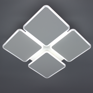 Керована світлодіодна люстра AERO SQUARE 70W 4S 455х455х60мм Бiла