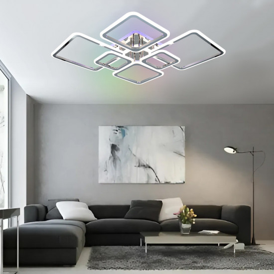 Керована світлодіодна СМАРТ люстра ESLLSE OVAL RGB 120 Вт 7S 960x750x110мм Хром Зображення №6 Керована світлодіодна СМАРТ люстра ESLLSE OVAL RGB 120 Вт 7S 960x750x110мм Хром фото № 6