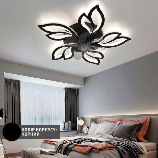 Керована світлодіодна люстра з вентилятором FAN ASTRA 85W+18W 5F 680×120мм Чорна Зображення №7 Керована світлодіодна люстра з вентилятором FAN ASTRA 85W+18W 5F 680×120мм Чорна фото № 7