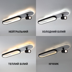 Світильник світлодіодний Esllse з пультом EDINBURGH 43+2 Вт 600x130x130 мм Чорно-білий