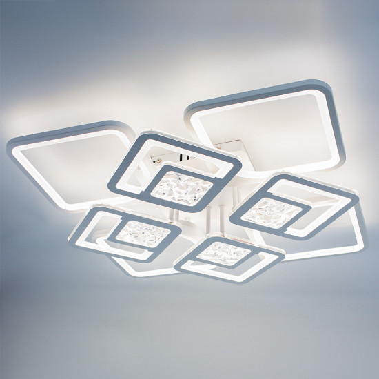 Керована світлодіодна люстра ESLLSE TETRA TWIST ICE 165W 8S SMART 595x595x110мм Біла Зображення №8 Керована світлодіодна люстра ESLLSE TETRA TWIST ICE 165W 8S SMART 595x595x110мм Біла фото № 8
