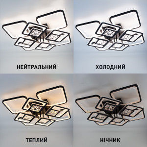 Керована світлодіодна люстра ESLLSE TETRA TWIST ICE 165W 8S SMART 595x595x110мм Чорна