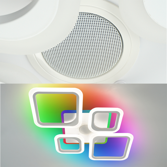 Смарт люстра з колонкою керована світлодіодна ESLLSE OVAL RGB MUSIC 5S 85 Вт 725x460x80 мм Бiла Зображення №2 Смарт люстра з колонкою керована світлодіодна ESLLSE OVAL RGB MUSIC 5S 85 Вт 725x460x80 мм Бiла фото № 2