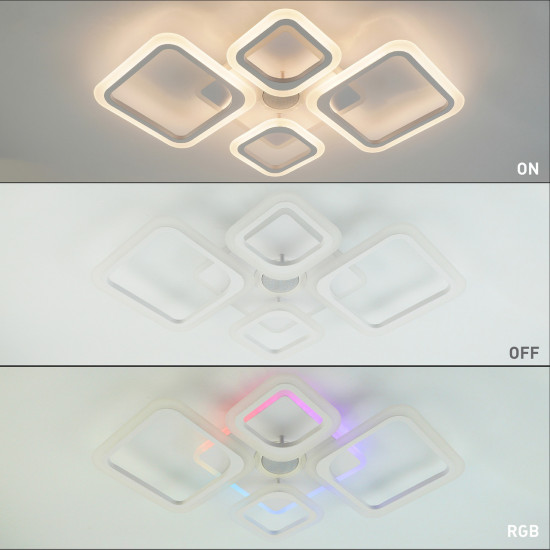 Смарт люстра з колонкою керована світлодіодна ESLLSE OVAL RGB MUSIC 5S 85 Вт 725x460x80 мм Бiла Зображення №3 Смарт люстра з колонкою керована світлодіодна ESLLSE OVAL RGB MUSIC 5S 85 Вт 725x460x80 мм Бiла фото № 3