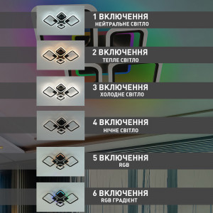 Смарт люстра з колонкою керована світлодіодна ESLLSE OVAL RGB MUSIC 5S 85 Вт 725x460x80 мм Чорна