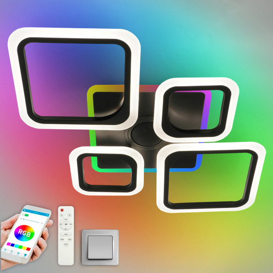 Смарт люстра з колонкою керована світлодіодна ESLLSE OVAL RGB MUSIC 5S 85 Вт 725x460x80 мм Чорна Зображення №5 Смарт люстра з колонкою керована світлодіодна ESLLSE OVAL RGB MUSIC 5S 85 Вт 725x460x80 мм Чорна фото № 5