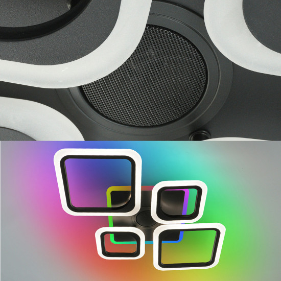 Смарт люстра з колонкою керована світлодіодна ESLLSE OVAL RGB MUSIC 5S 85 Вт 725x460x80 мм Чорна Зображення №6 Смарт люстра з колонкою керована світлодіодна ESLLSE OVAL RGB MUSIC 5S 85 Вт 725x460x80 мм Чорна фото № 6