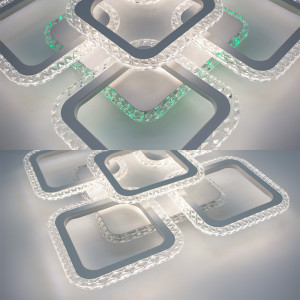 Керована світлодіодна люстра ESLLSE ROOM ICE RGB 6S 70 Вт SMART 380x380x75 мм Біла з підсвічуванням RGB