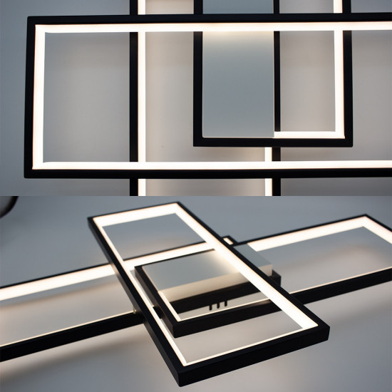 Керована світлодіодна СМАРТ люстра ESLLSE SVEN 85W 3S 690x470x80мм Чорно-біла  фото № 2