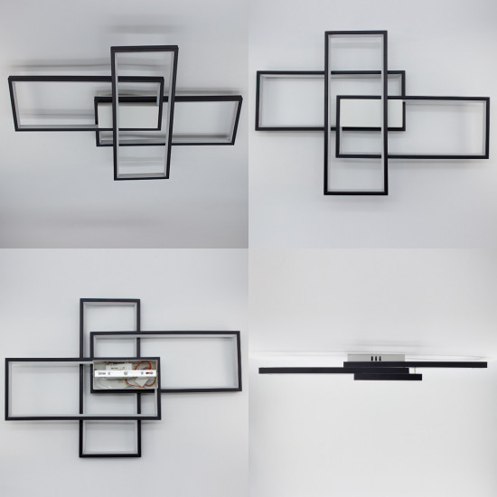 Керована світлодіодна СМАРТ люстра ESLLSE SVEN 85W 3S 690x470x80мм Чорно-біла  фото № 5