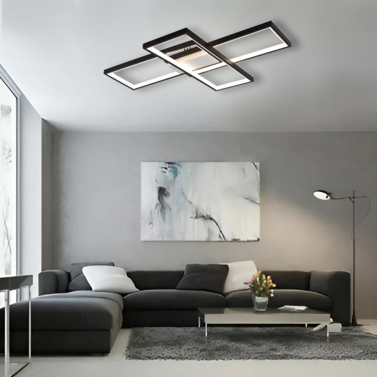 Керована світлодіодна СМАРТ люстра ESLLSE SVEN 85W 3S 690x470x80мм Чорно-біла  фото № 7