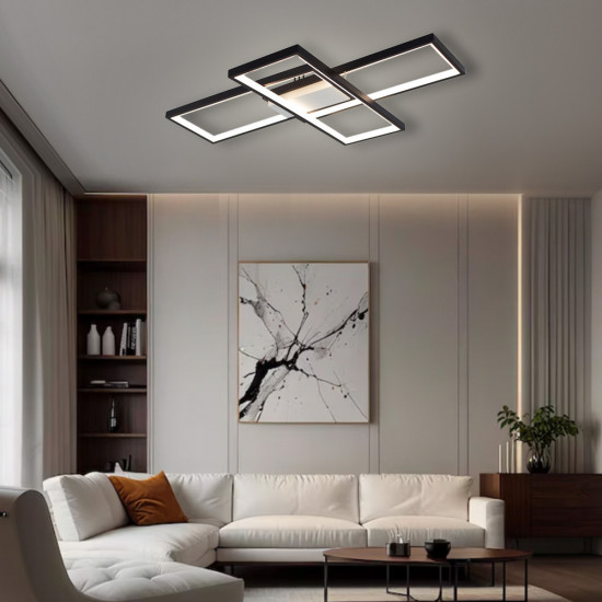 Керована світлодіодна СМАРТ люстра ESLLSE SVEN 85W 3S 690x470x80мм Чорно-біла  фото № 8