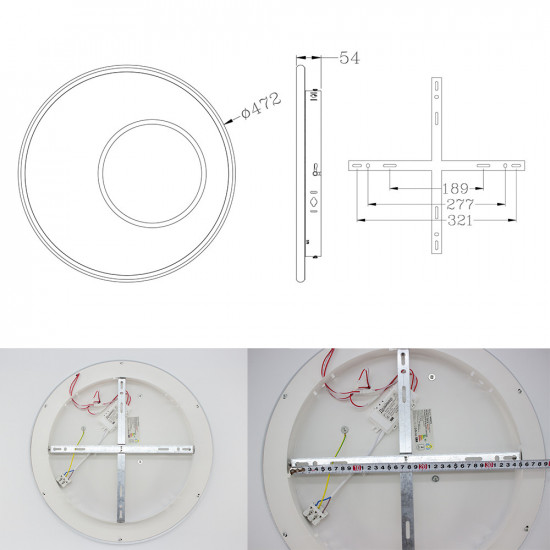 Керована світлодіодна СМАРТ люстра ESLLSE INFINITO R 60 Вт 472x54 мм Чорно-біла  фото № 5