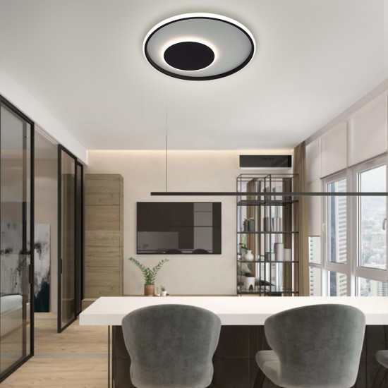 Керована світлодіодна СМАРТ люстра ESLLSE INFINITO R 60 Вт 472x54 мм Чорно-біла  фото № 8