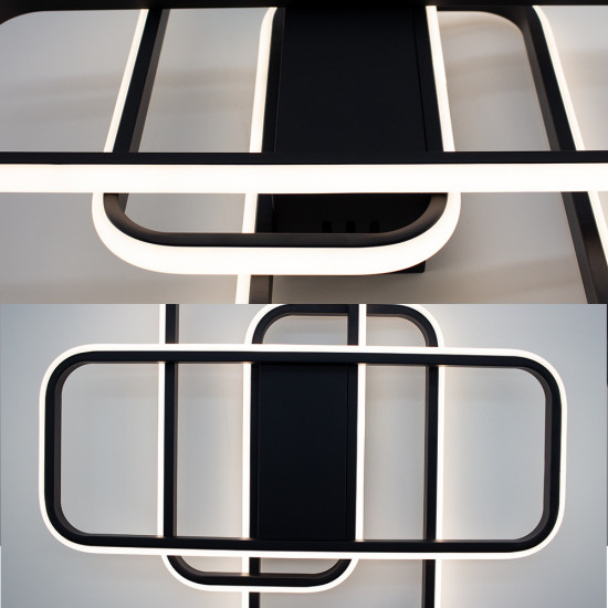 Керована світлодіодна СМАРТ люстра ESLLSE SVEN 3SQ 90 Вт 635x478x75 мм Чорна  фото № 3