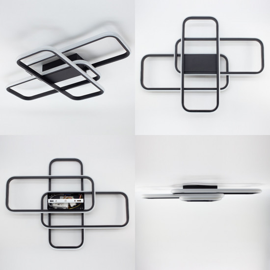 Керована світлодіодна СМАРТ люстра ESLLSE SVEN 3SQ 90 Вт 635x478x75 мм Чорна  фото № 5