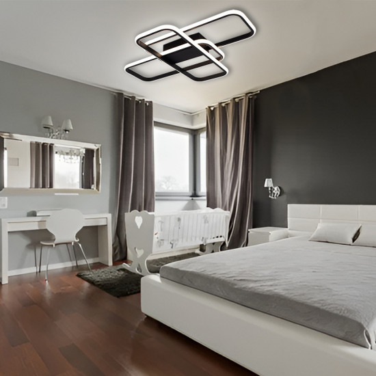 Керована світлодіодна СМАРТ люстра ESLLSE SVEN 3SQ 90 Вт 635x478x75 мм Чорна  фото № 7