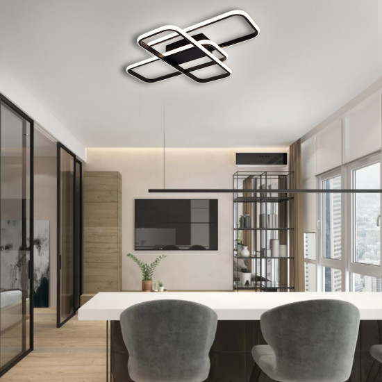 Керована світлодіодна СМАРТ люстра ESLLSE SVEN 3SQ 90 Вт 635x478x75 мм Чорна  фото № 8